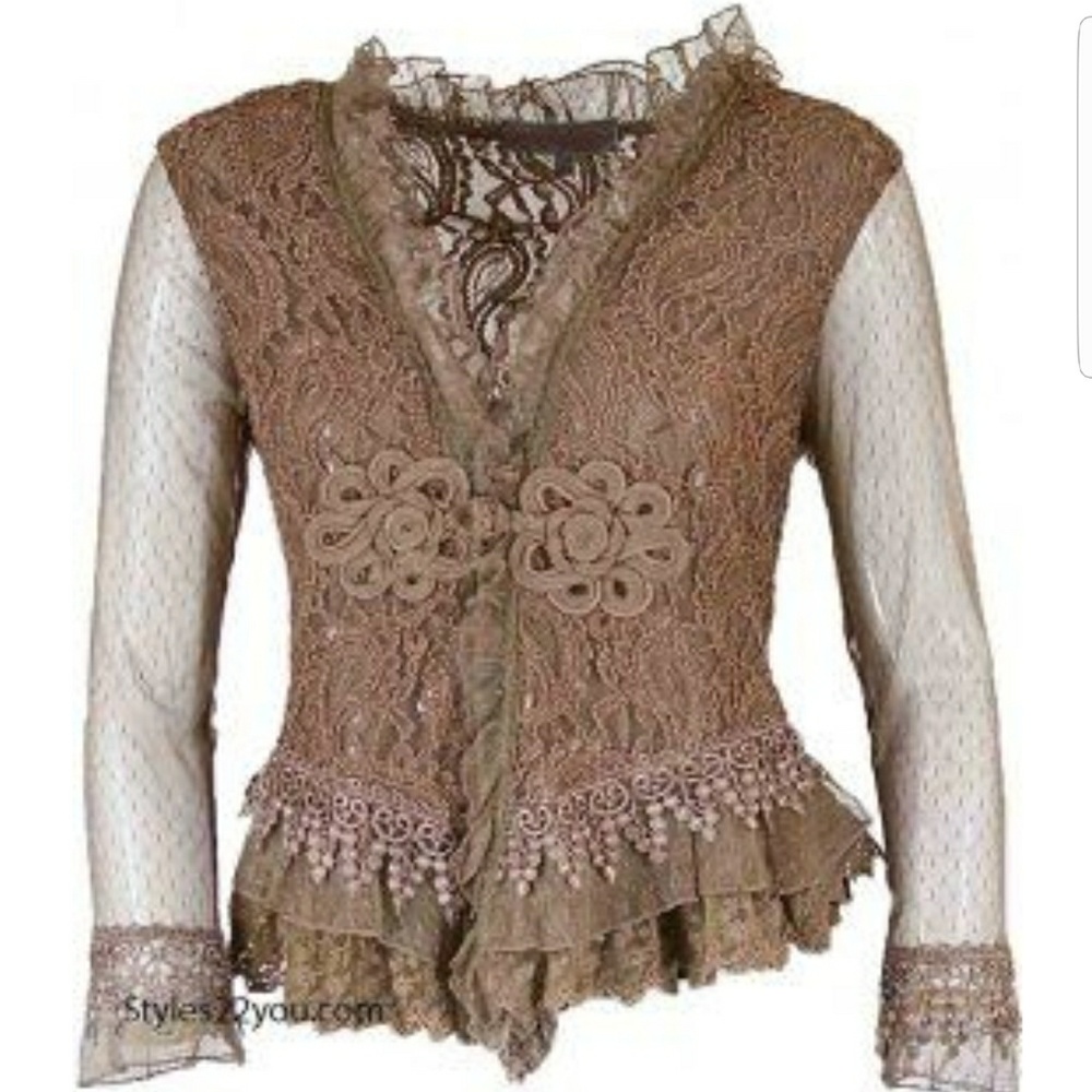 NWOT Pretty Angel Brown Lace Bolero